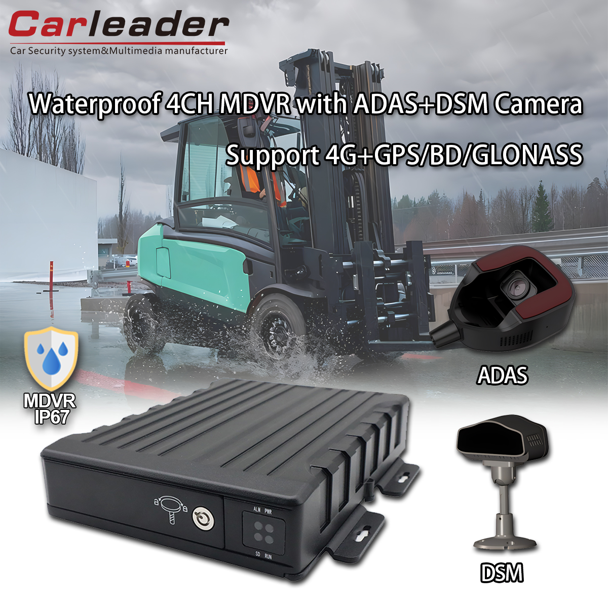 CARLEADER veekindel 4CH SD mobiilne DVR ADAS+DSM kaameraga